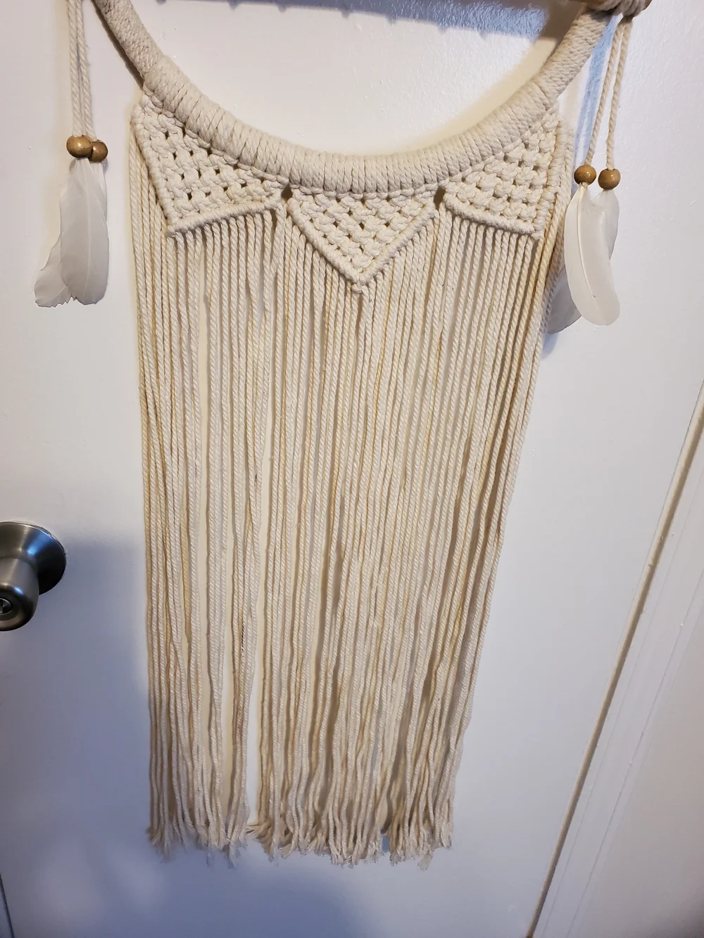 Handmade Cream Macrame Dreamcatcher Wall Hanging